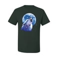 thumbnail image 2 of Wolf Howling at the Moon | Mens Animal Lover Graphic T-Shirt, Forest Green, 3XL, 2 of 3