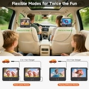WONNIE 7.5” Dual DVD Player for Car, Portable Dual Screen DVD Player for Kids with Strap, AV In/Out, Support Play Same or Two different Videos/USB/SD, Best Kids Gift (Without Built-in Battery)