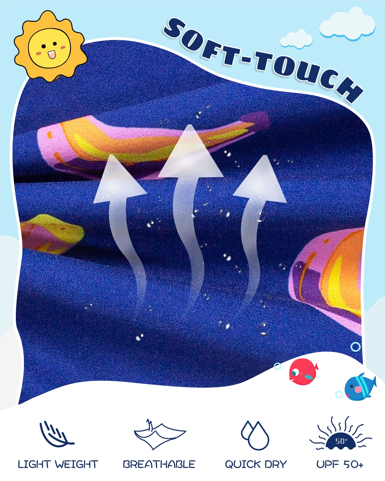 SURF CUZ Boys Swim Trunks with Boxer Brief Liner Toddler Boy Stretch Swimsuit Shorts Quick Dry Swimming Trunks Bathing Suit