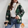thumbnail image 2 of Zip Up Hoodies Fleece Plaid Jackets Womens Fall Winter Sherpa Lined Thermal Coat Plus Size Checked Warm Jackets, 2 of 7