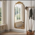 thumbnail image 2 of 58"x24" Arched Full Body Mirror with Vintage Ornate Carved Applique on Top and Bottom, Hanging Wall Mounted Mirror, for Living Room Bedroom Retro Home Decor Mirror, 2 of 12
