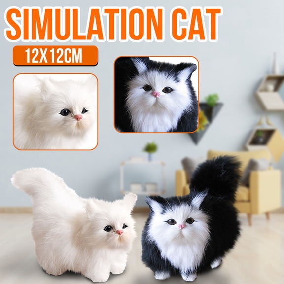 Vikakiooze Home Decor Under $5, Simulation cats Plush OrNaments Decoration Simulation Animals Models 2PC