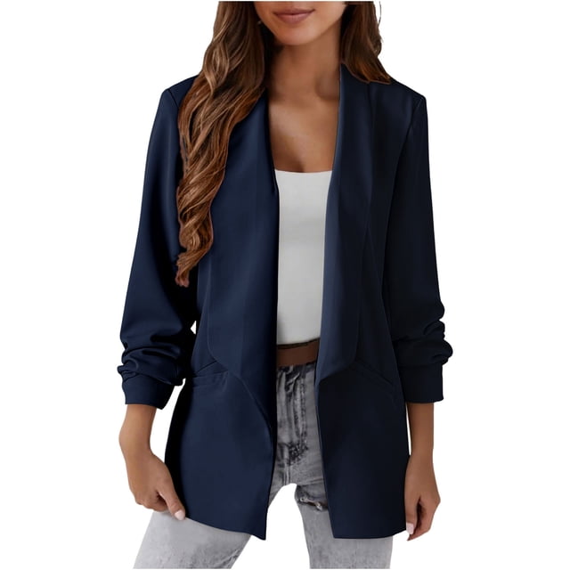 Women's Work Blazer 2025 - Lightweight Lapel Padded Shoulder Suit Jacket Professional Office Outfits