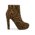 thumbnail image 3 of BLISSFUL STEP Women's Round Toe Side Zipper Block High Heel Ankle Boots Leopard 8.5, 3 of 7