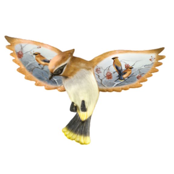 The Bradford Exchange Waxwing Song Treasured Wings Collection Issue #9 Hand Crafted Hand Painted with Naturally Curved Shape Kinglet Face & Layered Feathers Porcelain Sculpture by Maynard Reece 9"