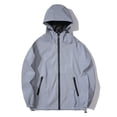 thumbnail image 1 of Hooded Jacket for Men with Night Reflective Zipper, Windproof and Water-Resistant Long Sleeve Casual Coat with Pocket, 1 of 9