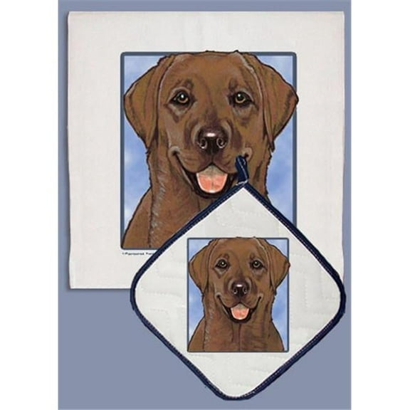 Pipsqueak Productions DP595 Labrador Chocolate Dish Towel And Pot Holder Set