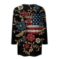 thumbnail image 5 of Womens 250th Anniversary USA Shirts Casual 3/4 Sleeve American Flag Print T Shirt Round Neck 4th of July Patriotic Pullover Independence Day Celebration Party 1776-2026 Blouses, M, 5 of 5