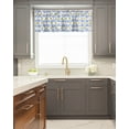 thumbnail image 5 of Kitchen Cafe Valance Curtain for Small Windows,Watercolor Farm Lemon Fruit Rod Pocket Short Valances Retro Blue Flower on White Window Treatment Panel for Living Room/Bedroom/Bathroom,42x18in, 5 of 9