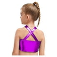 thumbnail image 4 of Nyeemya Jazz Latin Dance Shirt for Girls Disco Party Activewear Tees Ballroom Cross Back Sequin Crop Top Purple 6, 4 of 5