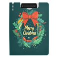 thumbnail image 2 of A4 Double Clip File Folder 18.9x12.6in Clipboards Foldable Binder Holds 80 Sheets Project Folder for Office, Home Christmas Wreath with A Bow, 2 of 9