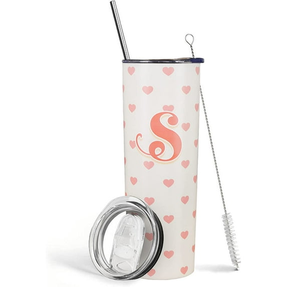Initial Tumbler,Monogrammed tumbler-Monogram Letter s-Monogrammed Gifts for Women,Initial Gifts for Women,Birthday Gifts for Women,Mom,Daughter,Girlfriend,Teenage Girls-Initial Cup,Tumbler Initials
