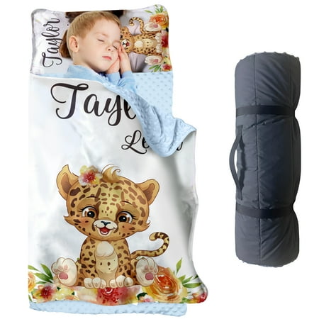 AOLOA Lion Toddler Nap Mat Custom All-in-One Sleeping Bag Blanket for Daycare and Preschool Thick Padded Easy Roll Up Ideal for Classroom Home & Travel Nap Mats