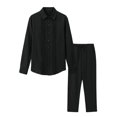 thumbnail image 5 of Zenithor Men's 2 Piece Linen Set Long Sleeve Button Down Shirts and Drawstring Straight Pants Casual Beach Vacation Outfits S-3XL, 5 of 8