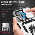 thumbnail image 5 of Nalacover Heavy Duty Armor Case for iPhone 14 Pro, Rugged PC Soft TPU Military Grade Shockproof Metal Magnetic Plate Shockproof Cover with Camera Lens Sliding Ring Holder Kickstand Case,Silver, 5 of 8
