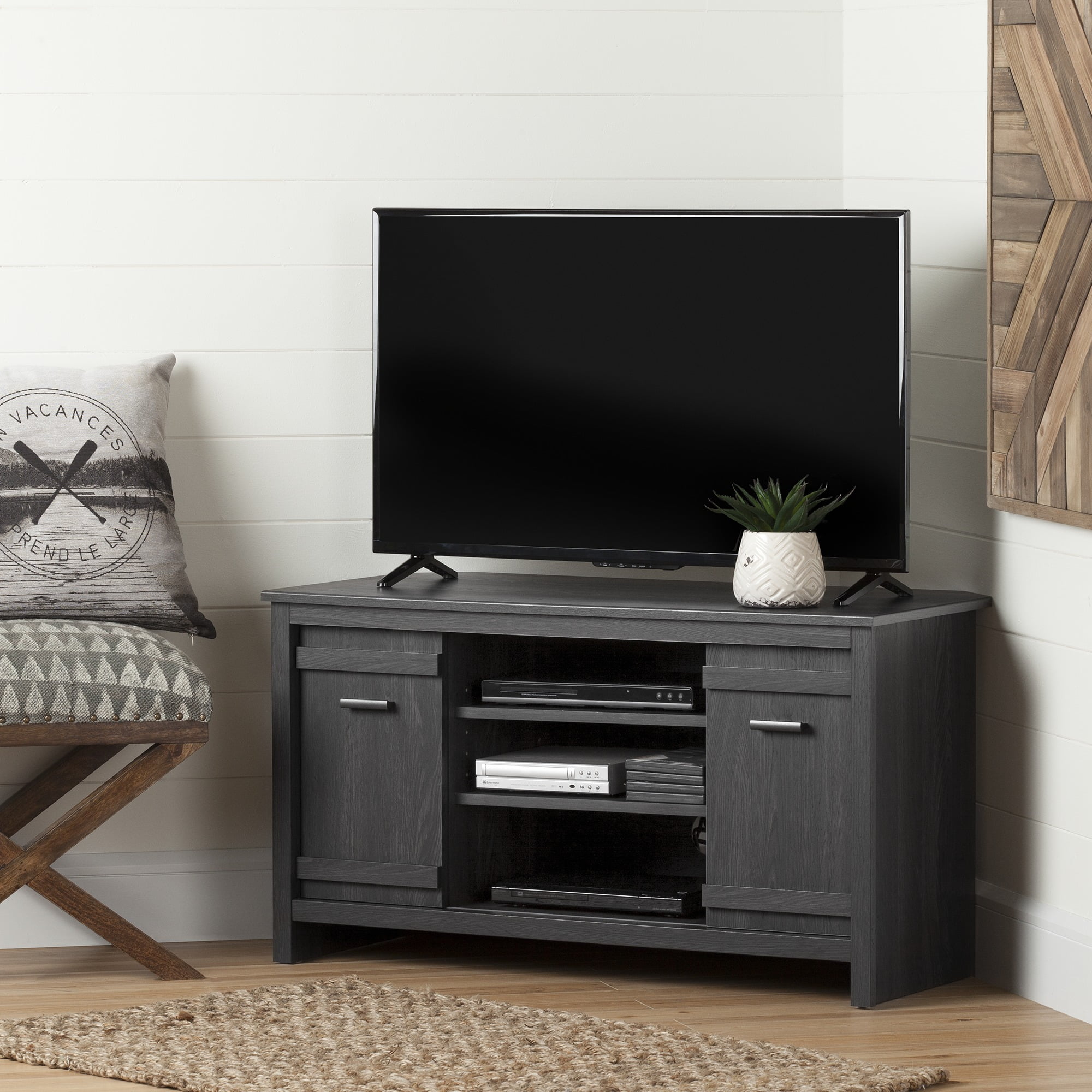 Weathered Oak New South Shore Exhibit TV Stand for TVs up to 60 In. 