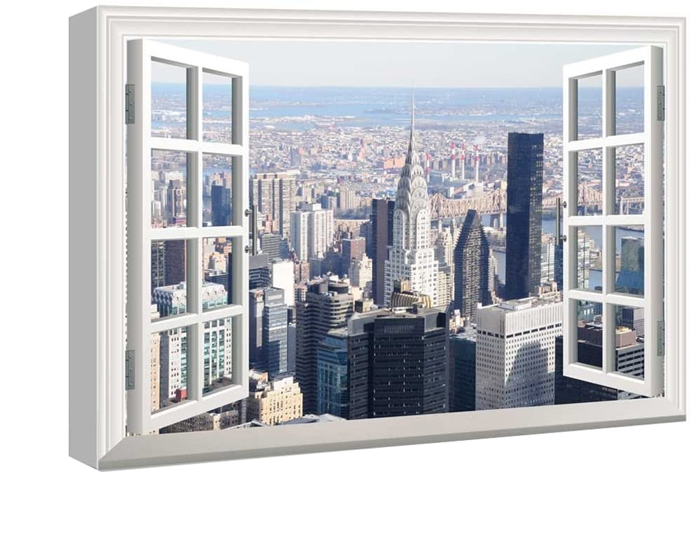 Window View Wall Art 3D Creative City Picture New York City Gallary ...