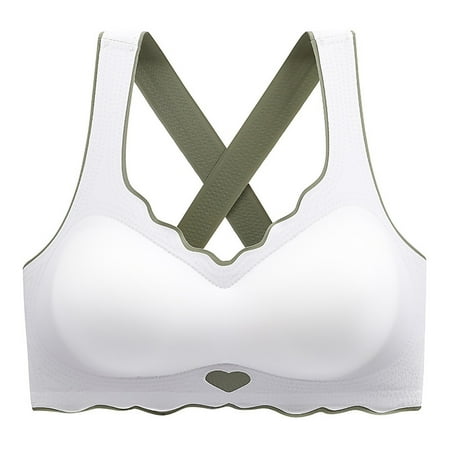 YHGFVOKJ Bras for Women Stretch Fabric Smoothing Beauty Back Wireless Yoga Bra Breathable Bralette Fabric Push Up Seamless Underwear Sports Bras White XL