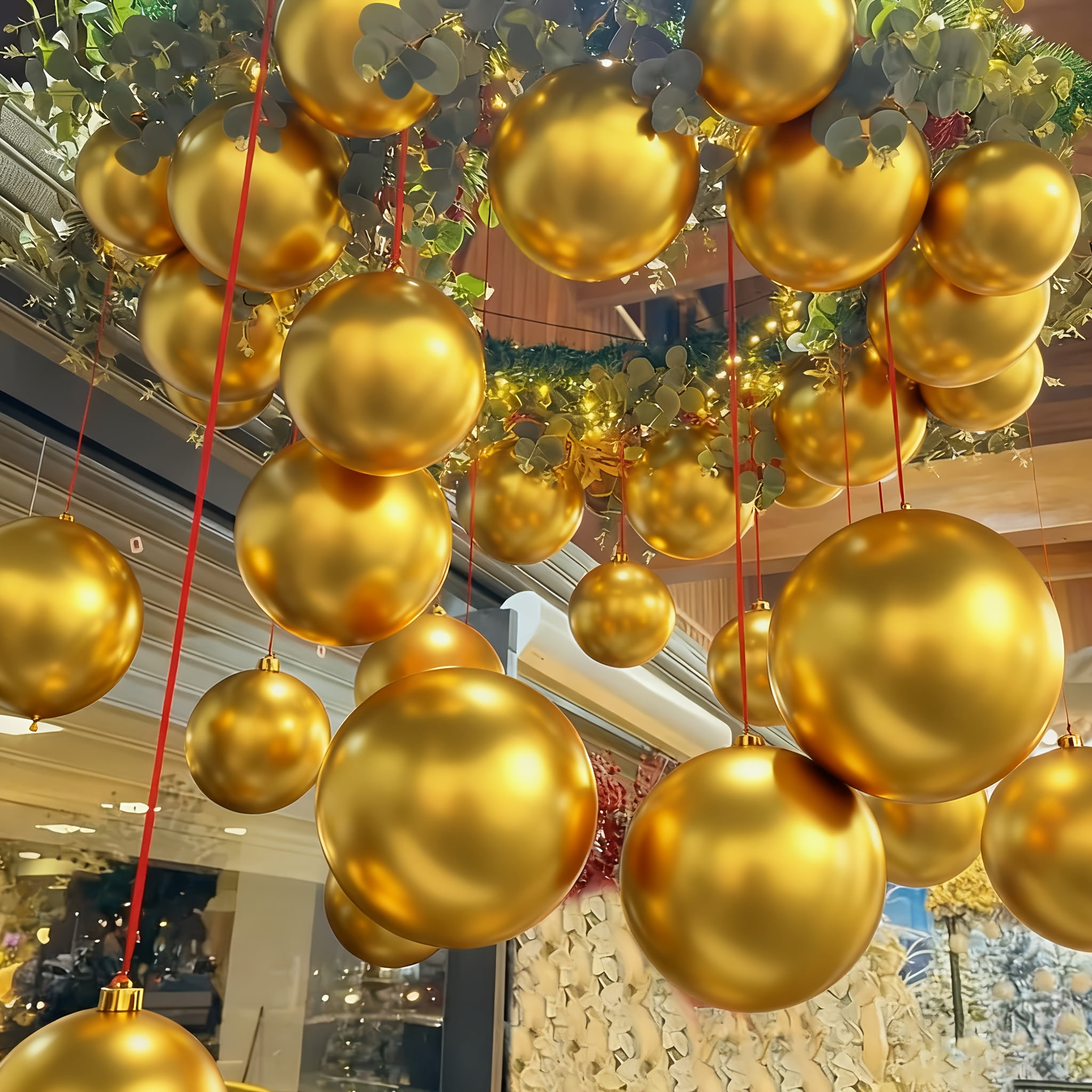 24pcs/set Golden 4D Metallic Foil Balloon Set- 10/18/22 Inch Glossy Balloons, Suitable for Weddings, Christmas, New Year, Halloween, Birthdays, Valentine's Day & Engagement Party Decorations