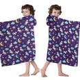 thumbnail image 4 of Blue Cartoon Unicorn Moon Cloud Star Pattern Hooded Bath Towel，60"x35" for Ages 3 To 12 Kids, Quick Dry Lightweight Soft Microfiber Hood Beach Towel Cover Up for Kids, 4 of 7