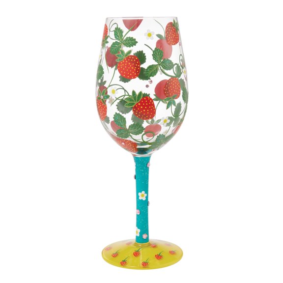 Enesco Lolita Strawberry Hand Painted Wine Glass 9in H 15oz