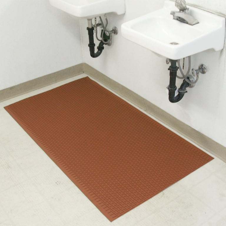 Rubber-Cal Safe-Grip Slip-Resistant Traction Mats - 1/4 in x 34 in x 2 ft - Brown Rubber Runner