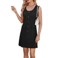 thumbnail image 3 of Women'S 2025 Summer Sleeveless Mini Dress Crewneck Button Knit Solid Color Bodycon Party Short Dresses with Pockets Black XL, 3 of 7