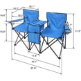 thumbnail image 3 of Double Portable Picnic Chair Set with Umbrella, Folding Camping Chairs with Table, Beverage Holder, Cooler, and Carrying Bag for Outdoor, Patio, Beach, and Park, 3 of 8