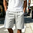 thumbnail image 2 of FINALGANG Mens Elastic Drawstring Plaid Side Stripe Knit Casual Shorts Summer Daily Regular Fit Breathable Side Pocket Walking Sport Bottoms For Men Light Gray XL, 2 of 4
