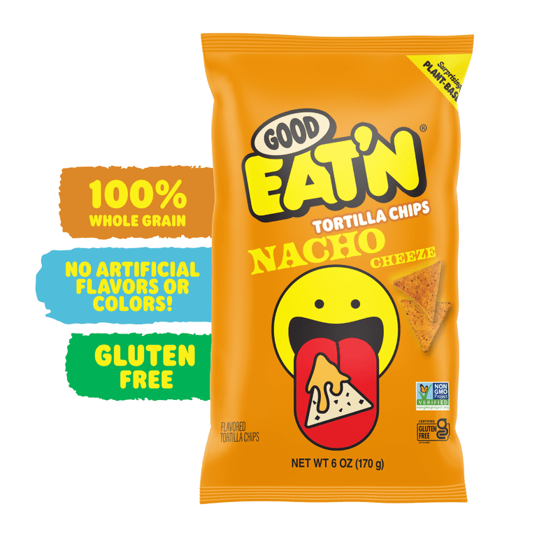 9 pack) Good Eat'n Nacho Cheeze Tortilla Chips, Non-GMO Corn Snack