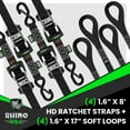 thumbnail image 4 of Rhino USA 1.6" x 8' Heavy Duty Ratchet Tie-Down Set with S Hooks - 5,208lb Break Strength (Black 4pc), 4 of 7