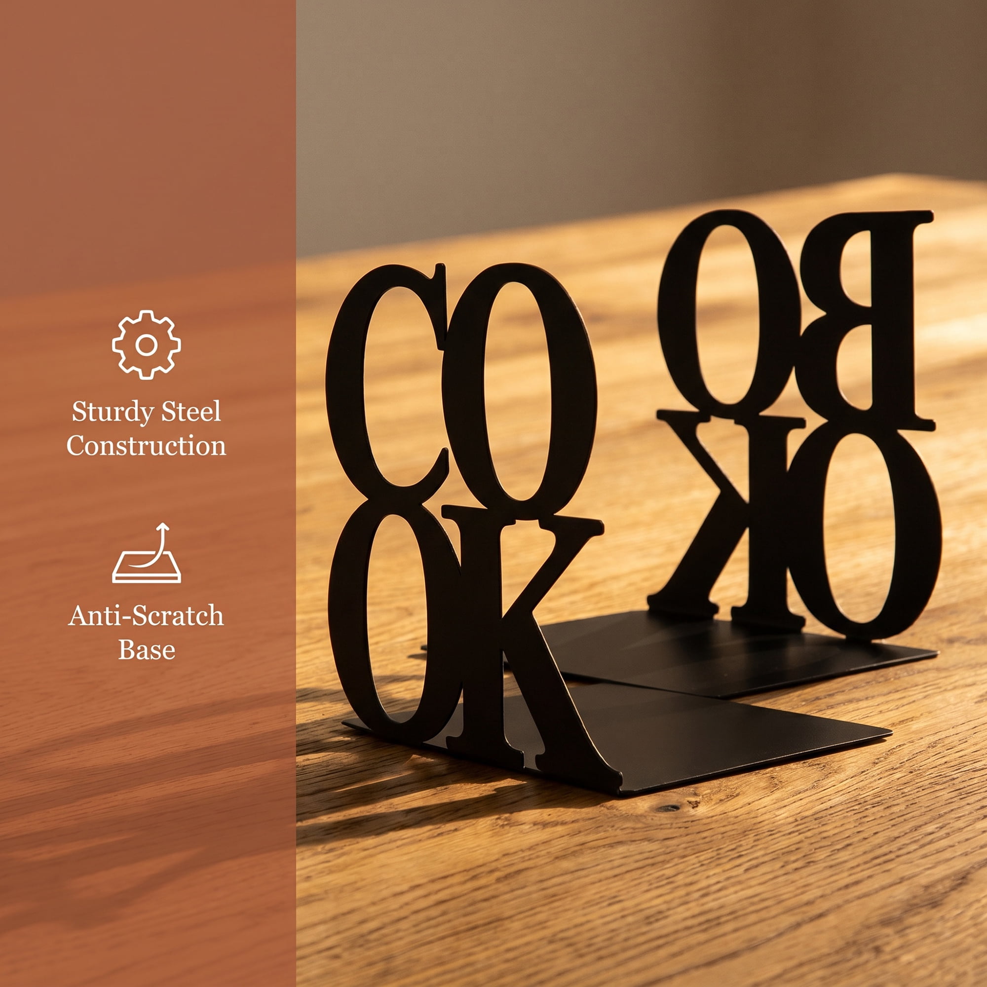 Unique Bargains Modern Geometric Metal Bookends for Office Black Style B 4.7"x4.7"x5.5"
