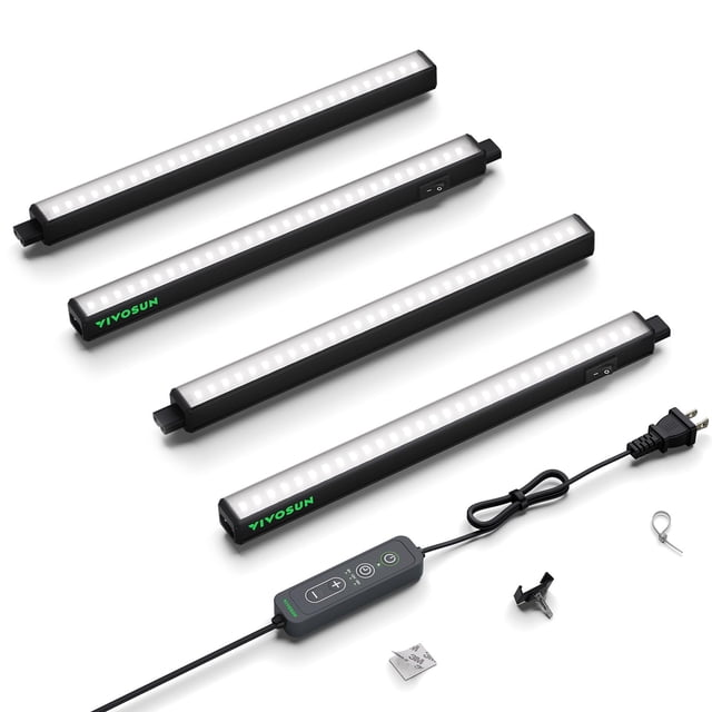 Luces de cultivo T5 para plantas de interior, espectro completo de 5000 K, 28 W (4 x 7 W), tira de luz LED de planta de 1 pie con temporizador y drive
