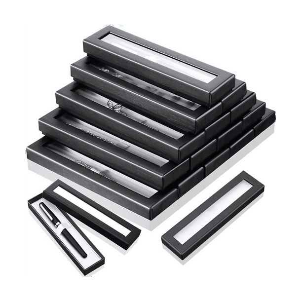 16 Pieces Empty Pen Gift Box Black Cardboard Case with Clear Window for