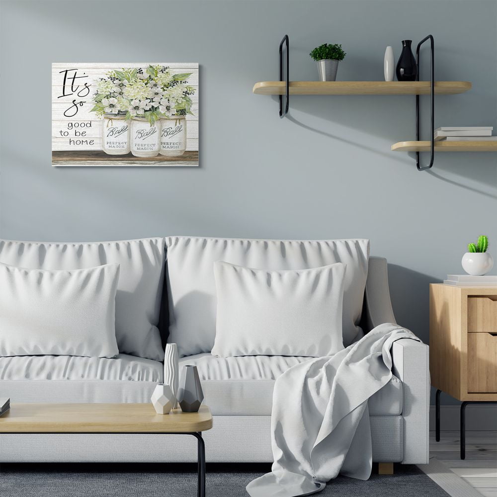 Stupell Industries So Good To Be Home Phrase Charming Floral Bouquet Canvas Wall Art Design by Cindy Jacobs, 24" x 30"