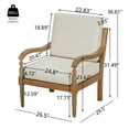 thumbnail image 3 of Christopher Knight Home Classic Carved Outdoor Lounge Chair with Cushions, Solid Wood Frame, Beige, 3 of 11