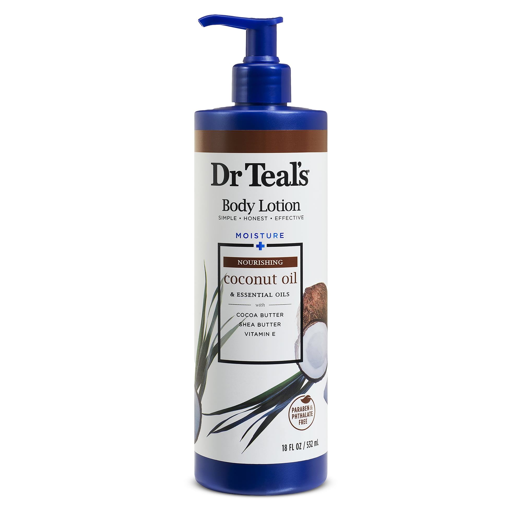 Dr Teal's Body Lotion, Moisture + Nourishing with Coconut Oil & Essential Oils, 18 fl oz.