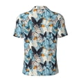 thumbnail image 3 of Vsdgher Butterflys Print Men's Short Sleeve Stretch Polo Shirt, Moisture-Wicking Performance Polo Shirt, 3 of 8