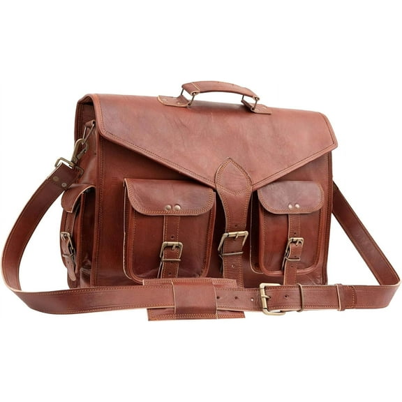 Rajeriya Leather Briefcase Laptop Bag Messenger Satchel 15 Inch Best Handmade Leather Bag , Brown Leather Bag
