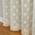 thumbnail image 2 of Floral Printed Curtain Panels, Rod Pocket Jacquard Tassel Semi Sheer Curtain Drapes Pompom Curtains, 2 of 9