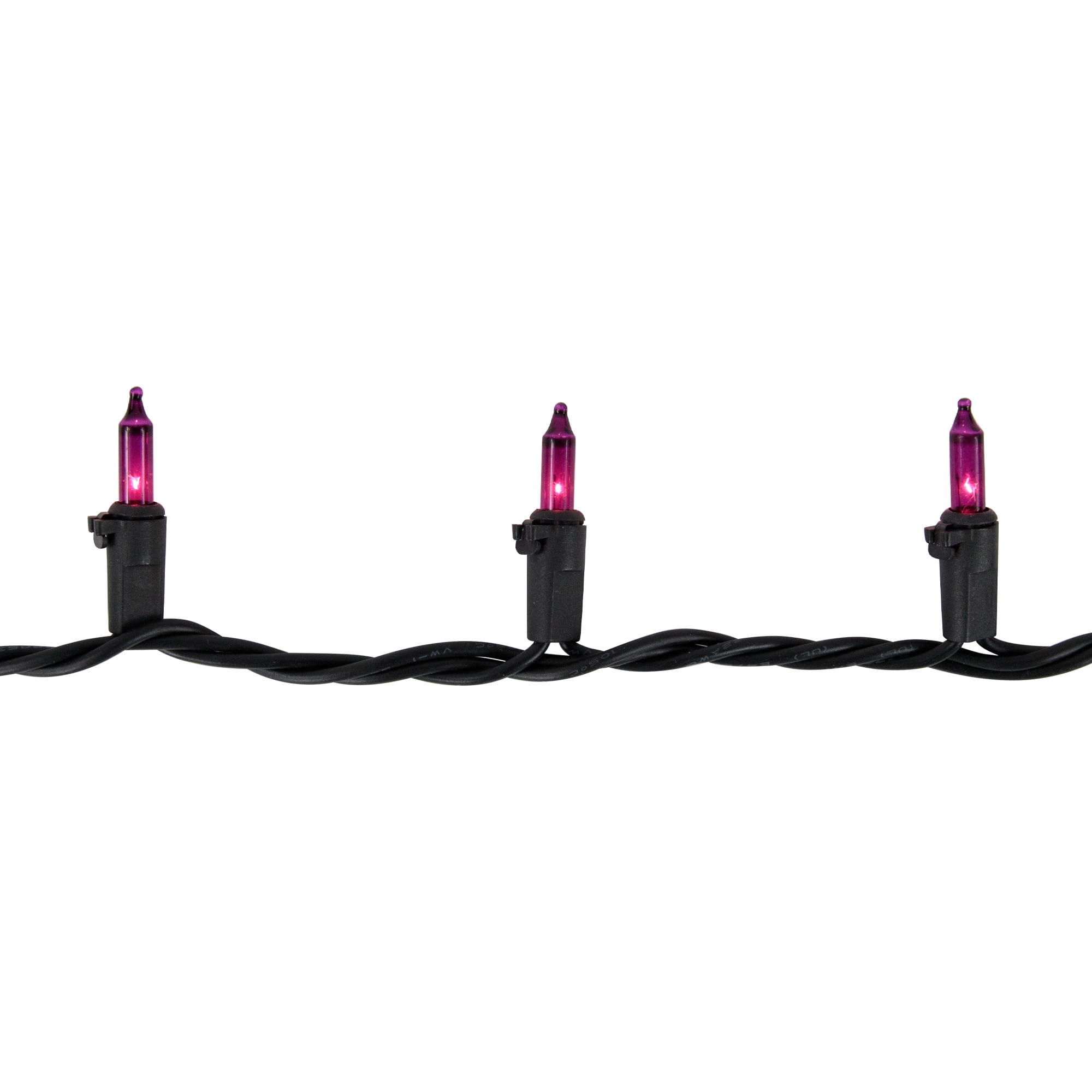 Set of 35 Purple Mini Christmas Lights 2.5" Spacing - Black Wire