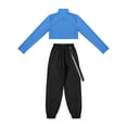 thumbnail image 4 of YIZYIF Girls Solid Color Long Sleeve Cropped T-Shirt with Sweatpants Dance Suit Outfit Hip Hop Dance Costume, 4 of 7