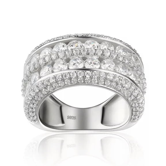 Luxury Wedding Band 925 Silver Rings Cubic Zircon Women Party Jewelry Sz 6-10