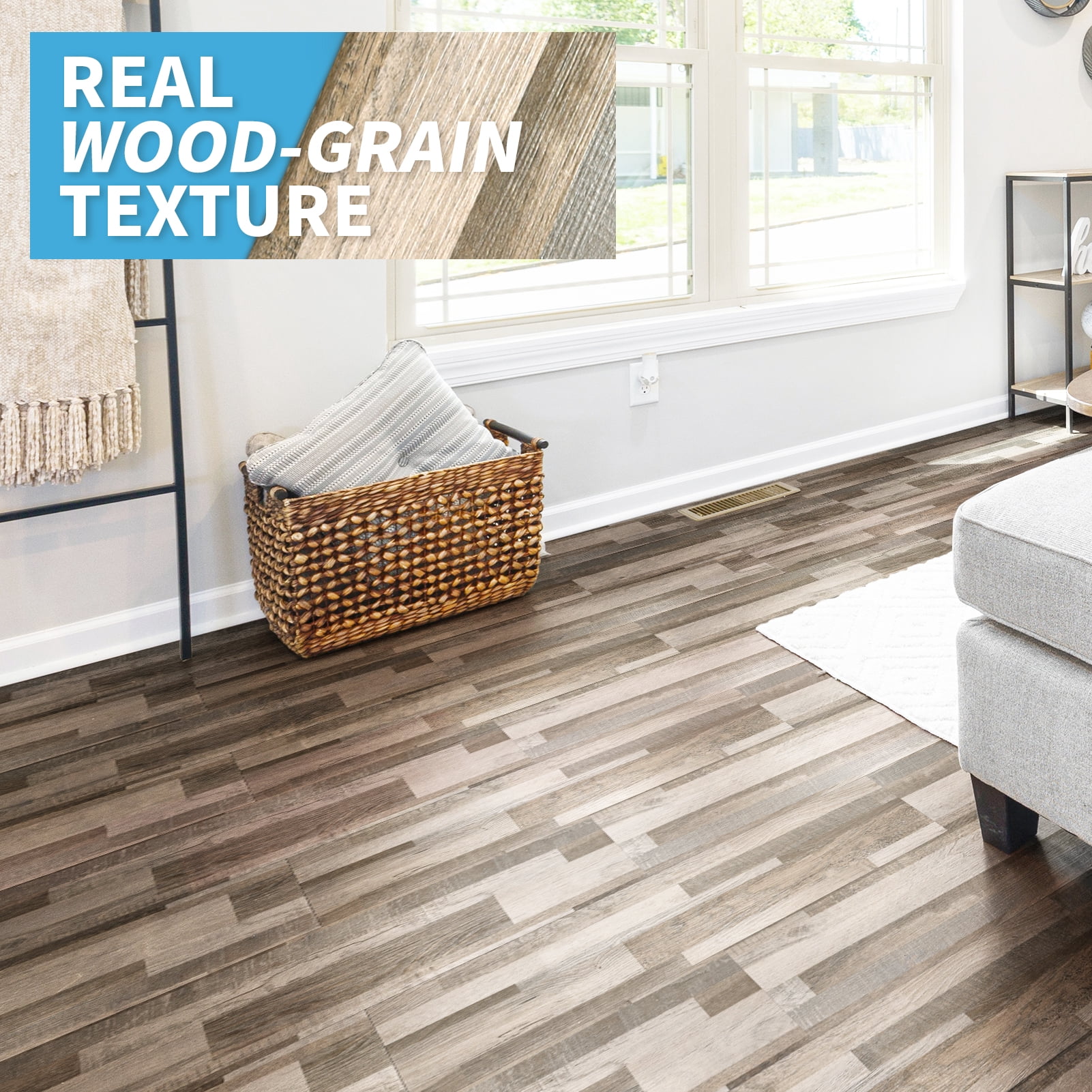 Art3d Self-Adhesive Flooring Peel and Stick Floor Tile Vinyl Wood Plank 36-Pack 54 Sq.Ft-Aged Wood