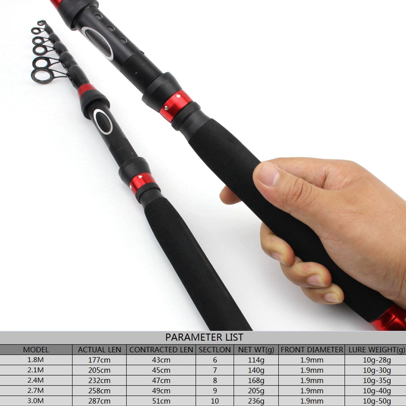 Rock Fishing Rod Carbon Fiber Spinning Telescopic Fishing Rod 1.8M 2.1M 2.4M 3M