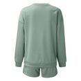 thumbnail image 5 of Women's Oversized Shorts Sets 2 Piece Solid Color Long Sleeve Crewneck Sweatshirt Outfits Casual Fall Trendy Vacation Loose Suits, 5 of 6