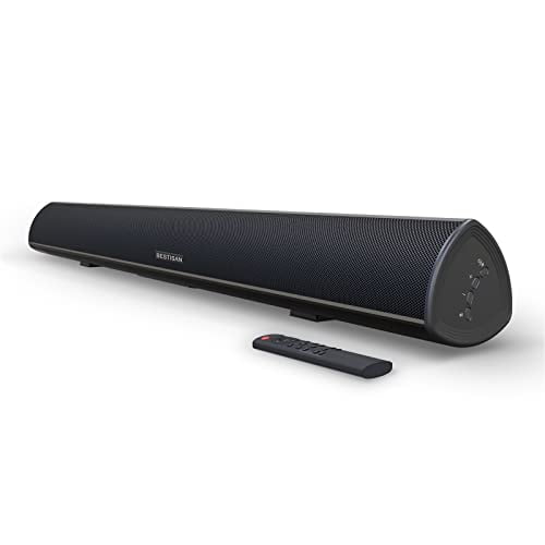 BESTISAN Barra de sonido para TV de 100 vatios y 40 pulgadas, sistema de cine en casa, altavoz de barra de sonido inalámbrico y con cable (Bluetooth 5.0, 105 dB, audio Dsp, bajos ajustables, montaje e