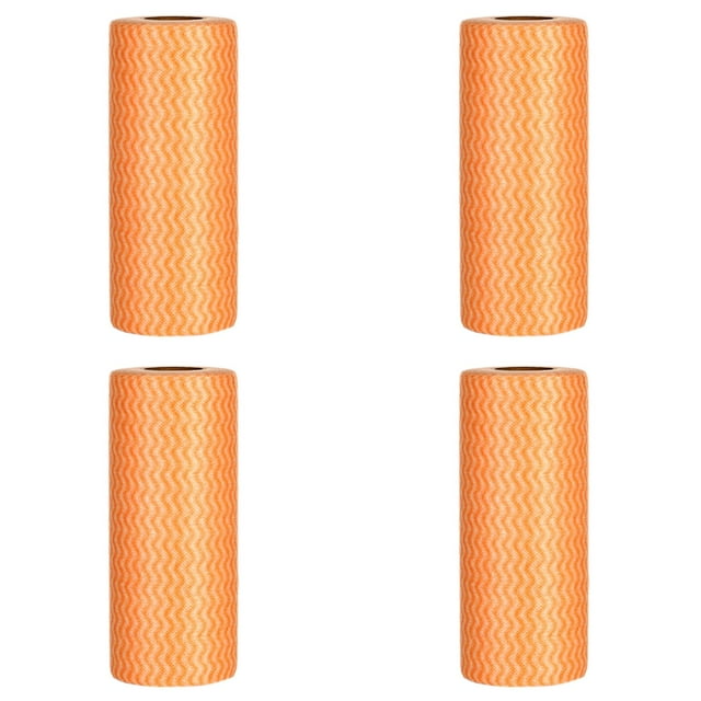 4 Rouleaux de Chiffons de Nettoyage Jetables en Rouleau - 200 Serviettes à Vaisselle Réutilisables, Lingettes de Cuisine à Séchage Rapide pour Vaisselle, Comptoirs, Salle de Bain et Voiture, Chiffons de Nettoyage Polyvalents et Lingettes Pratiques