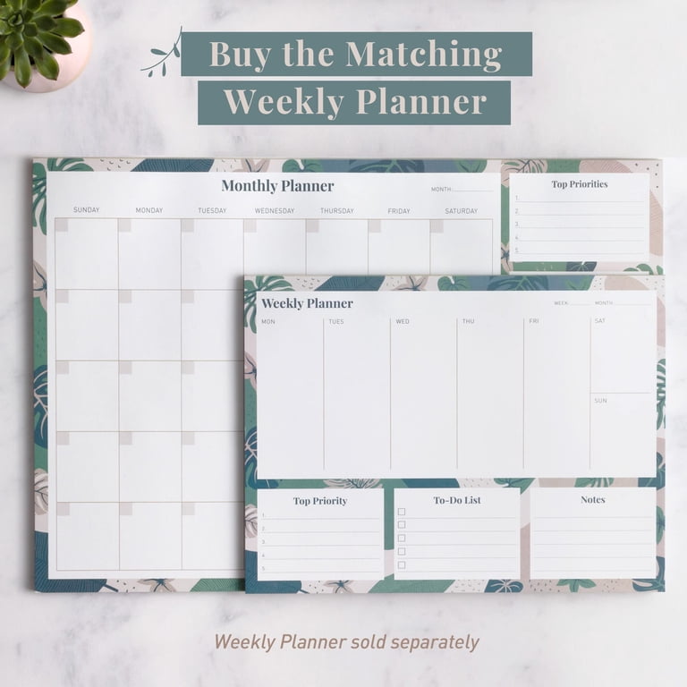 Rileys & Co Monthly Undated Planner Desk Pad with 52 Tearaway Sheets, 16.5  x 11.4 inches (Floral) - Walmart.com