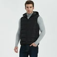 thumbnail image 5 of FRSASU Men Coat Autumn Winter Zipper Pure Color Waistcoat Vest Top Hooded Coat, 5 of 9
